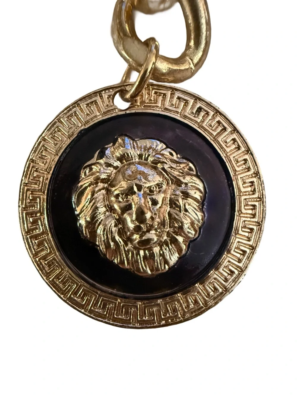 Women Gold Metal Chain Black Designer Style Fashion Belt Lion Charm Coin